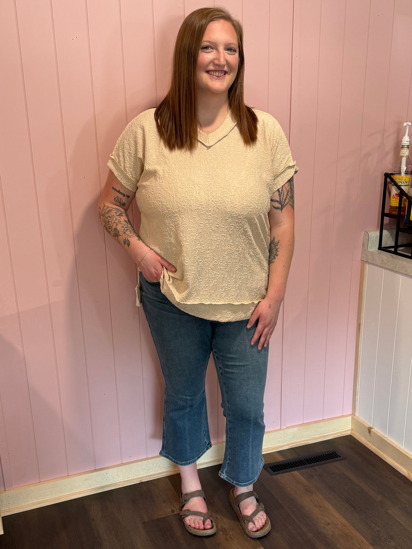 Beige Textured Top