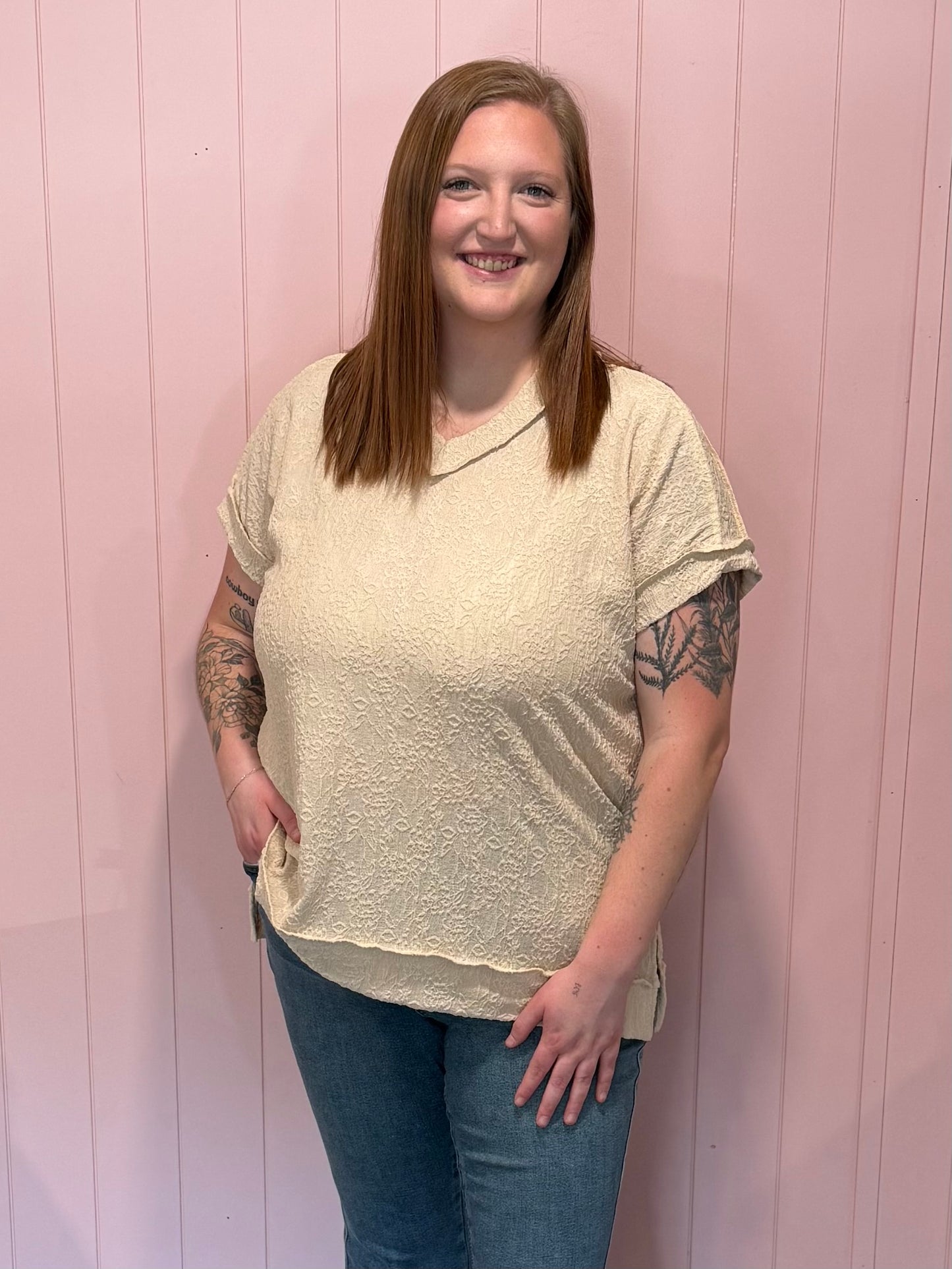 Beige Textured Top
