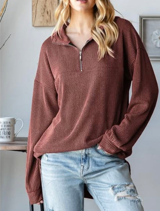 Lightweight Quarter Zip - Rust